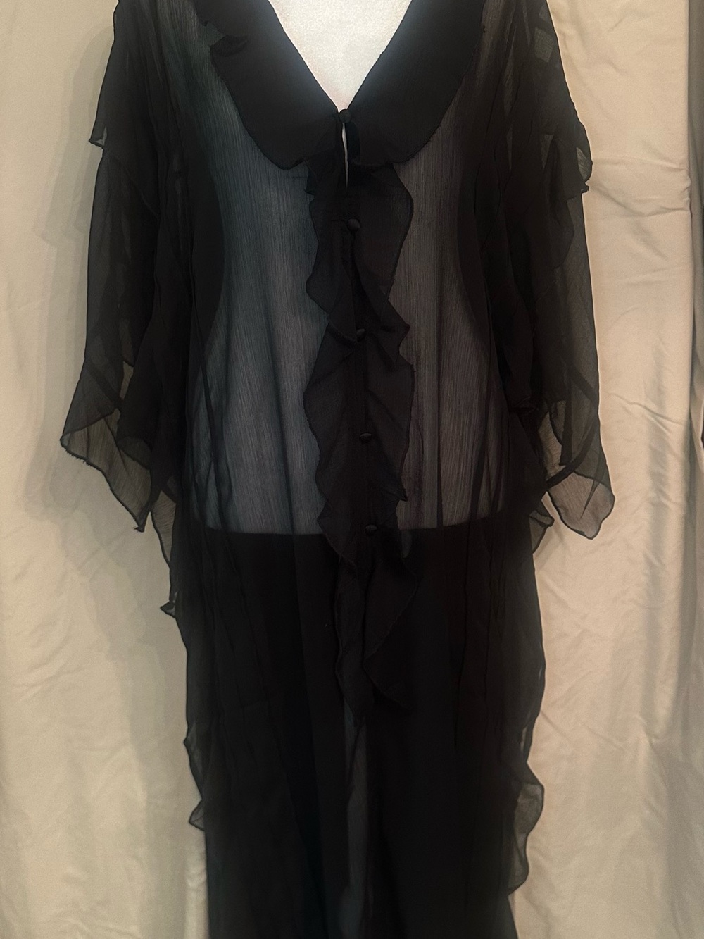 NWT Free People Black Sheer Ruffle Swim Coverup